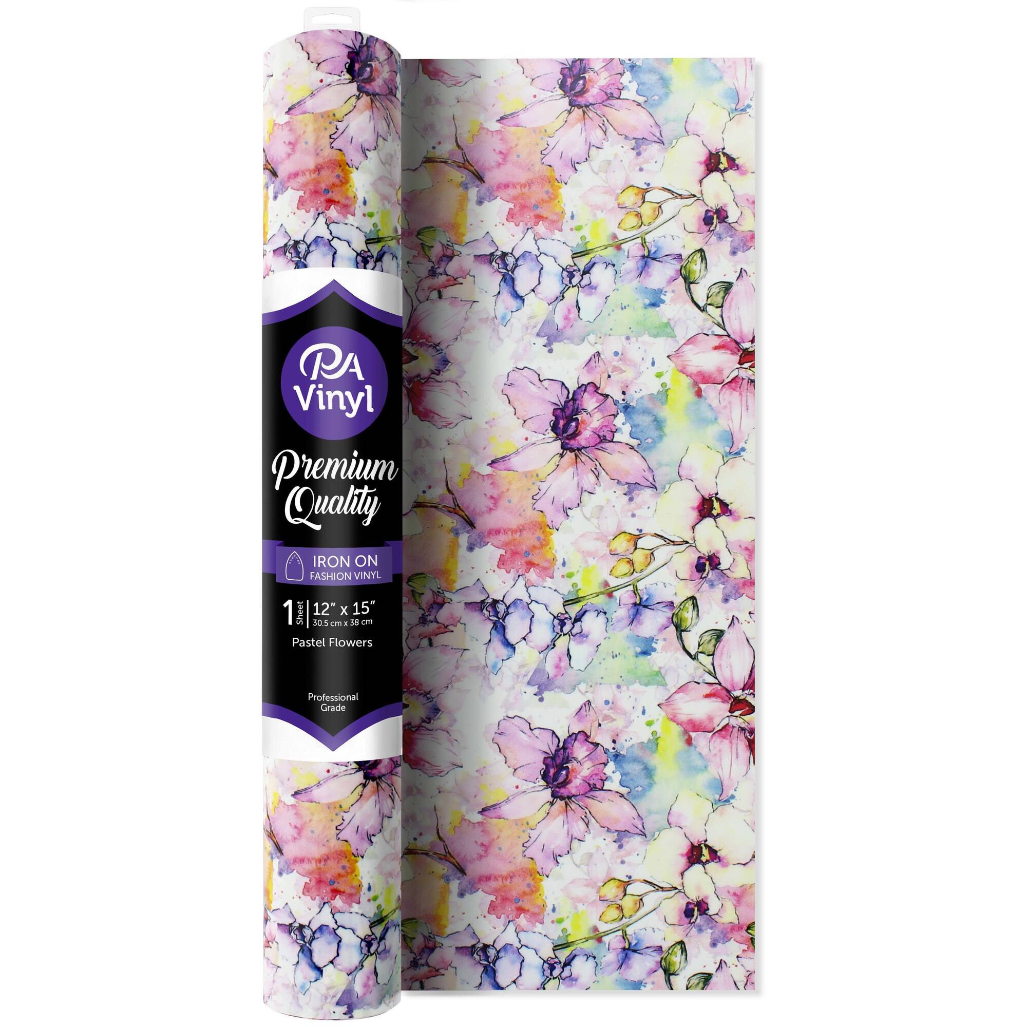 PA Vinyl Pastel Flowers Print Iron On Vinyl